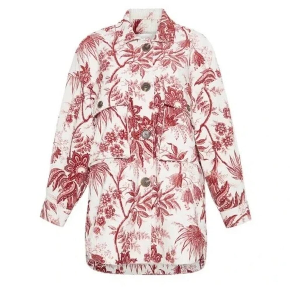 Cara Cara Chloe Jacobean Toile Maroon Corduroy Jacket